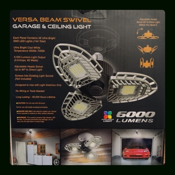 New - Farpoint Versa Beam Swivel Garage Attic Ceiling Light - 6000 Lumens LED - Picture 2 of 9